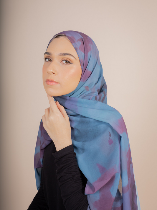 Coral Cascade Printed Chiffon Hijab